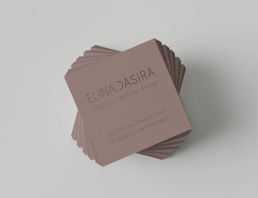 Simple minimal business card design for interior designer Elina Dasira. By The Blank Sheep.