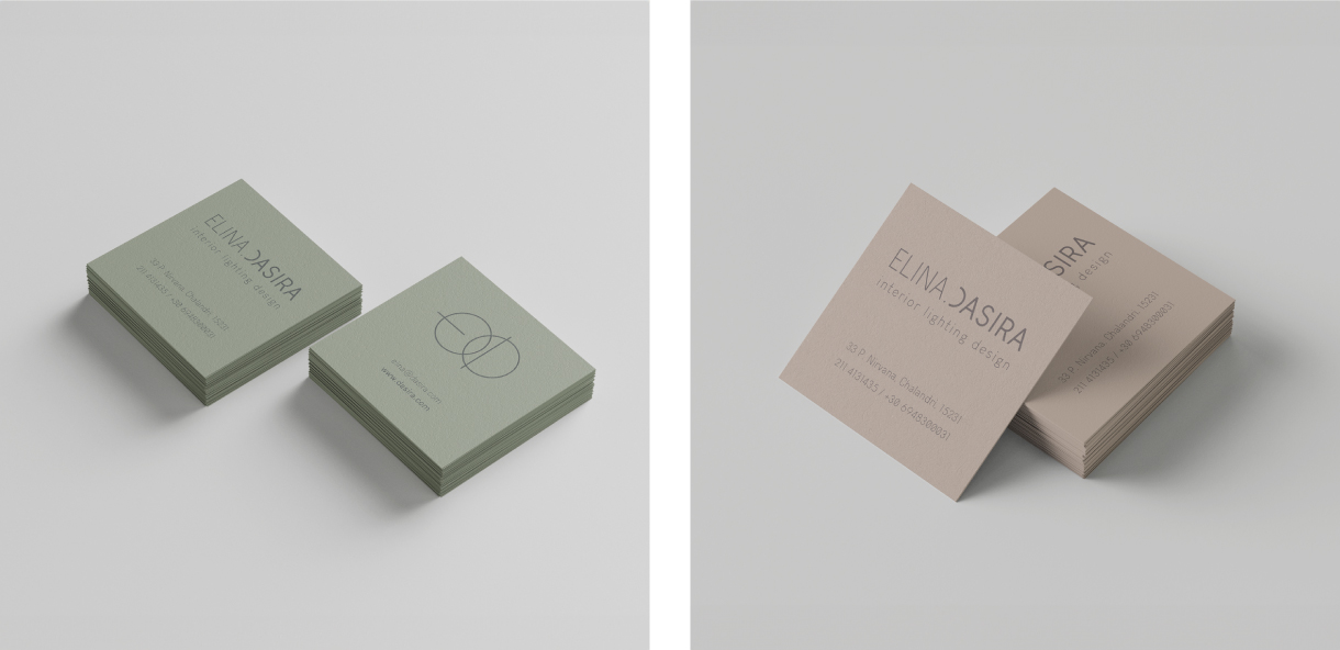 Simple minimal business card design for interior designer Elina Dasira. By The Blank Sheep.