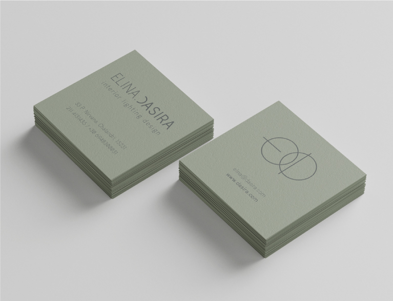 Simple minimal business card design for interior designer Elina Dasira. By The Blank Sheep.