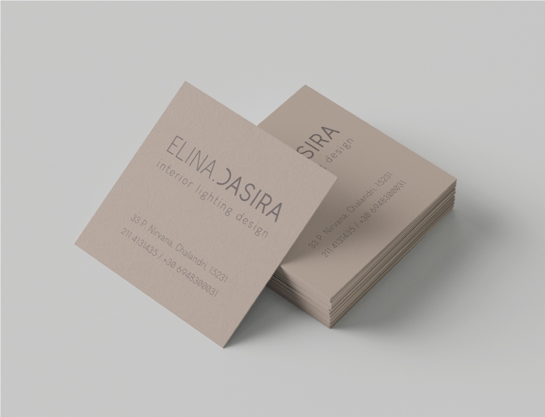 Simple minimal business card design for interior designer Elina Dasira. By The Blank Sheep.