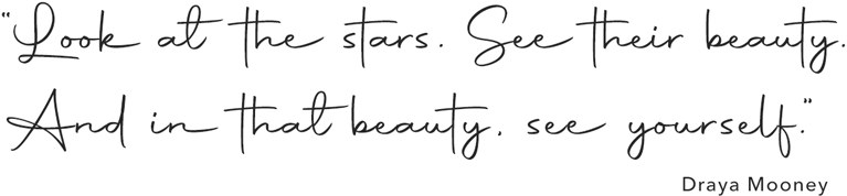 Quote about stars that decorate a themed hotel. Text and typography by The Blank Sheep