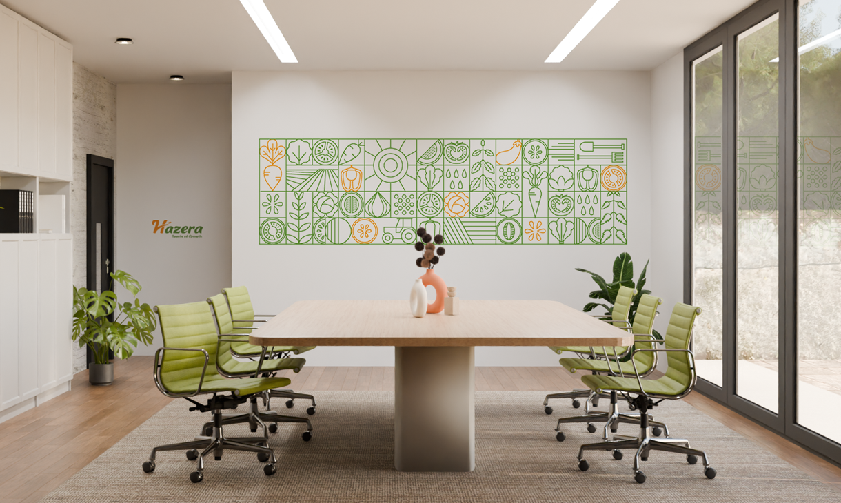 Minimal pattern, environmental graphic design for a meeting room's interior. By The Blank Sheep