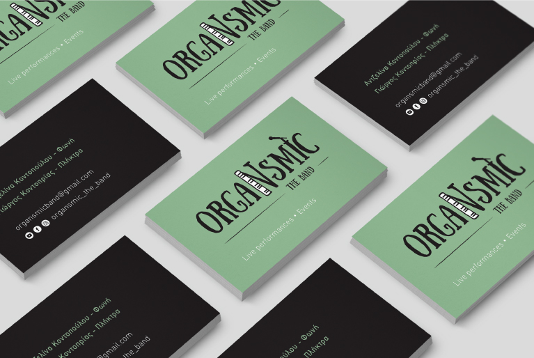 Business card design for Organsmic the band. By The Blank Sheep.