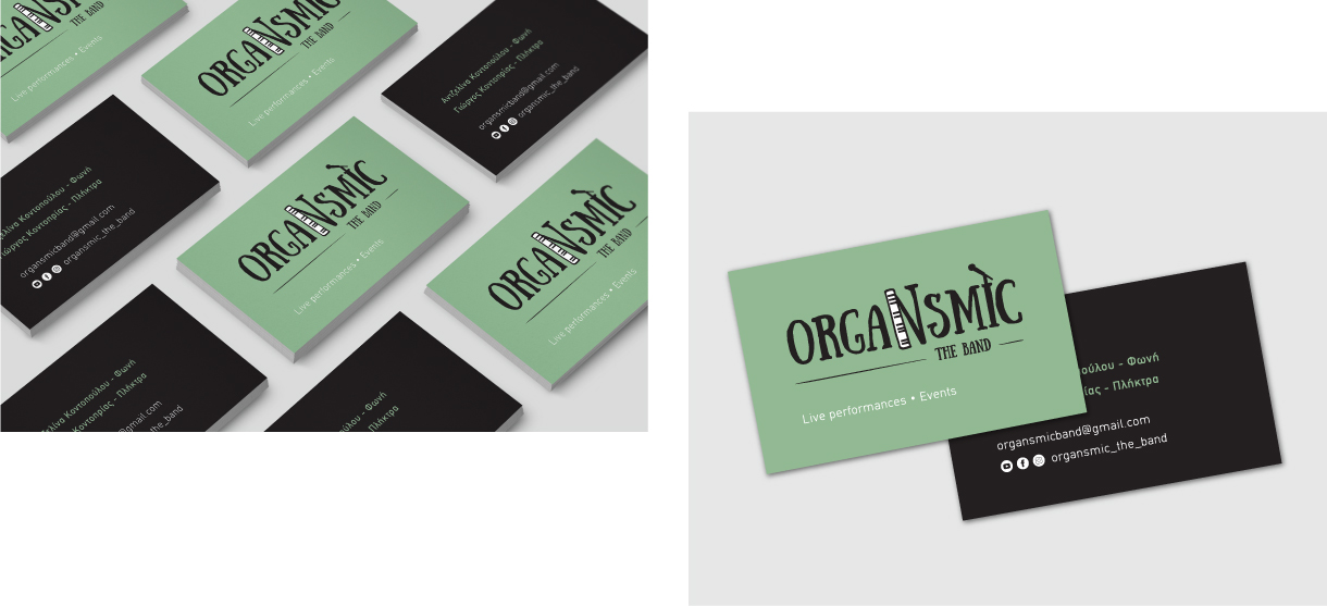 Business card design for Organsmic the band. By The Blank Sheep.